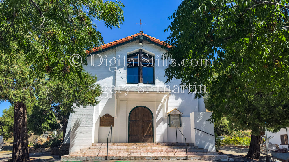 Church of Saint John the Baptist with Trees 2, Digital, Missions, Santa Ysabel