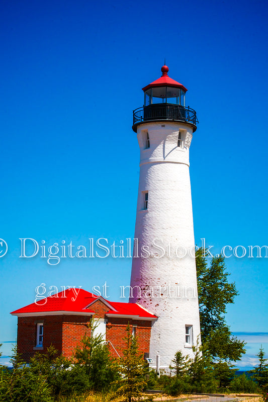 Portrait of the red lighthouse at Crisp Point, digital Crisp Point