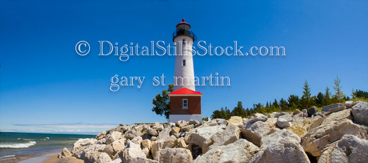 Wide View of Lighthouse at Crisp Point, digital Wide Views