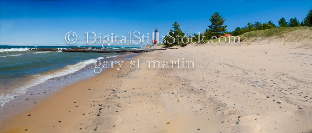 Wide View of the beach inferno of the Lighthouse at Crisp Point, digital Wide Views