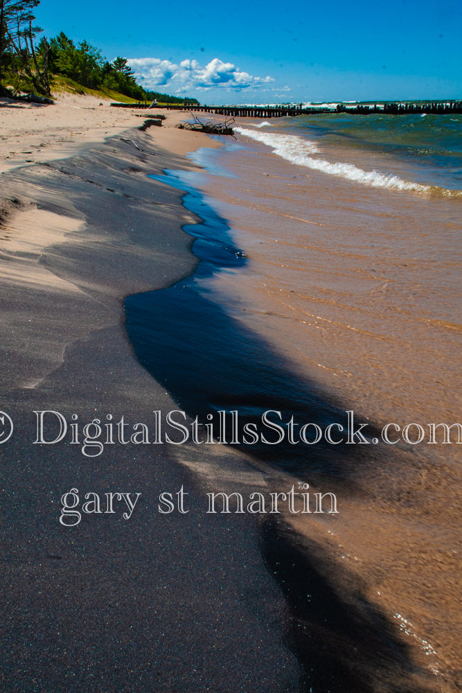 Water washing on Crisp Point Beach, digital crisp point