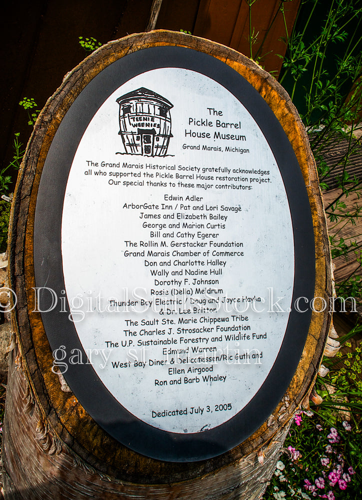 The Pickle Barrel House Museum list of contributors, digital Grand Marais