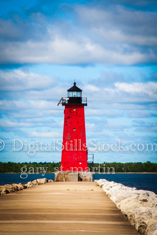 Close up of the Marinette Lighthouse, digital Marinette Lighthouse