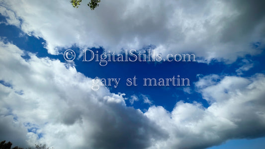 Wide angle of white clouds, digital sunset