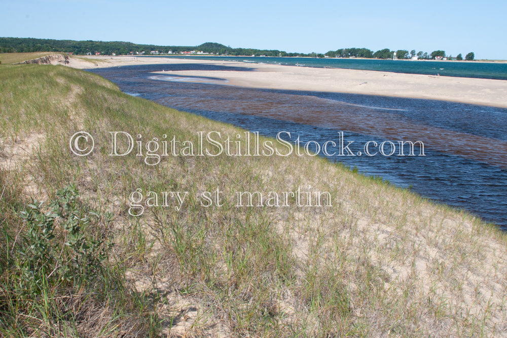 Grassy sand along the Grand Marais Harbor , digital Grand Marais