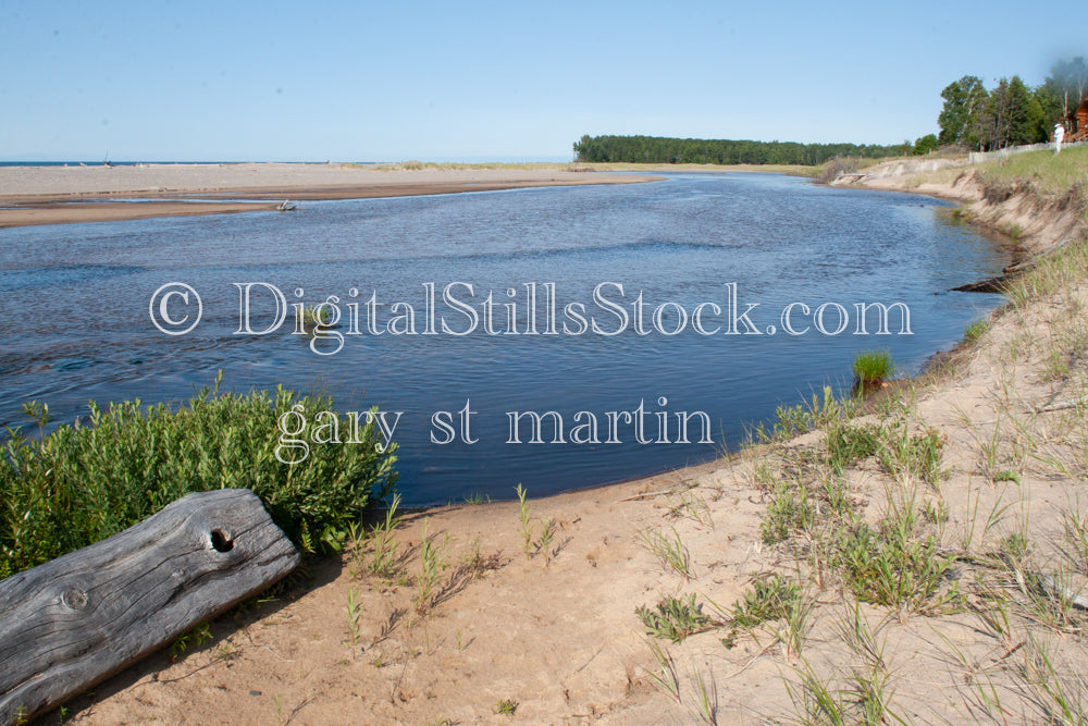 The Sand going down into the Grand Marais Harbor, digital Grand Marais