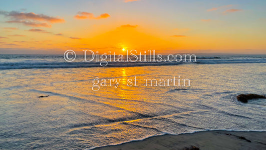 Criss cross patterns in the water, digital sunset