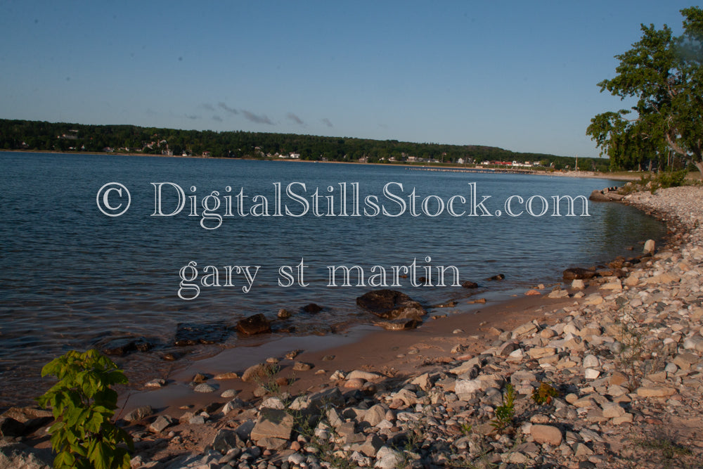 Rocky shore along Grand Marais Harbor, digital Grand MArais