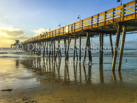 Imperial Beach Pier Mirrored in the Sand, digital imperial beach pier