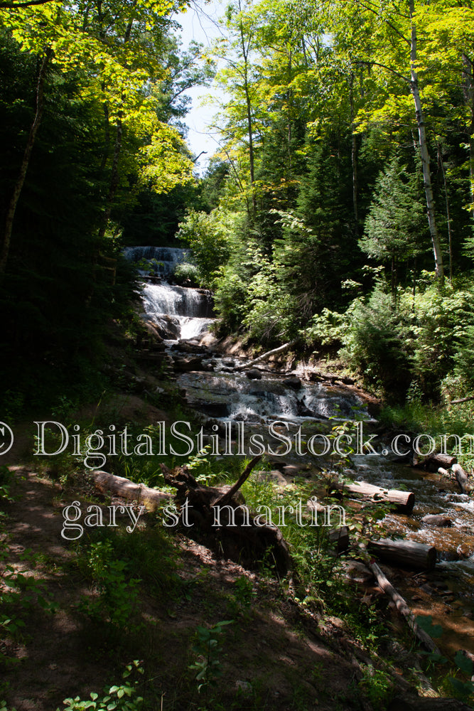 Sable Falls flowing along the trees, digital Grand Marais