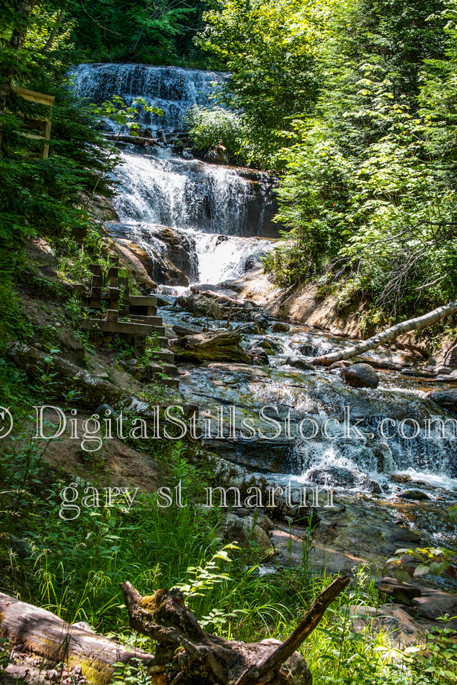 Closeup of steps along Sable Falls, digital Grand Marais
