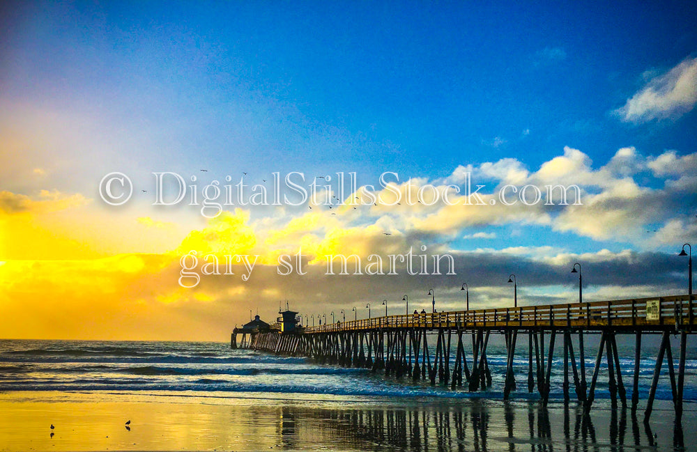 View of the Pier Against a Bright Sky - Imperial Beach Pier, digital imperial beach pier