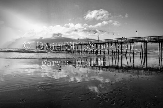 Wide View of the Pier in Black and White - Imperial Beach Pier, digital Imperial beach pier