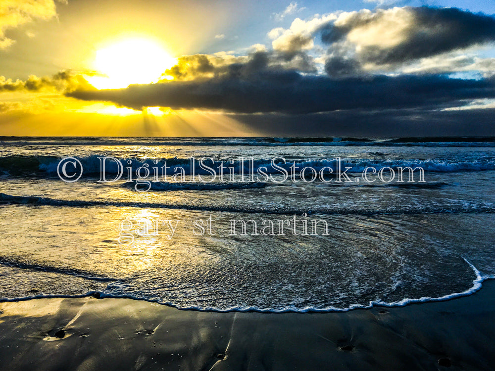 Sun Beams on the beach- Sunset digital sunset