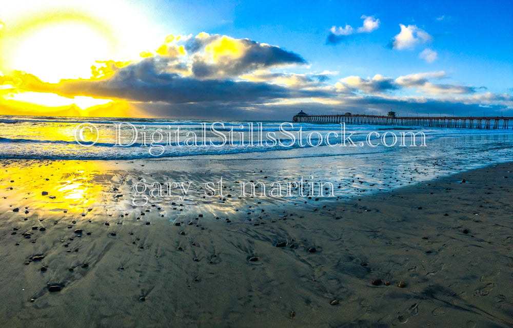 Wide Angle View of the Beach- Sunset, digital sunset