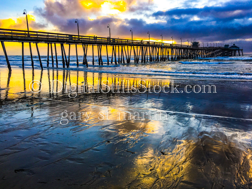 The Vibrant Sky Reflecting in the Sand - Imperial Beach Pier, digital imperial beach pier