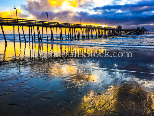The Vibrant Sky Reflecting in the Sand - Imperial Beach Pier, digital imperial beach pier