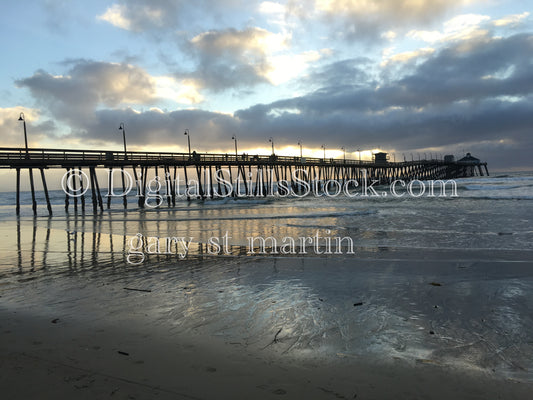 Full view of the Imperial Beach Pier as the sun sets, digital imperial beach pier