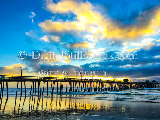 Bright Sky Full of Golden Clouds - Imperial Beach Pier, digital imperial beach pier