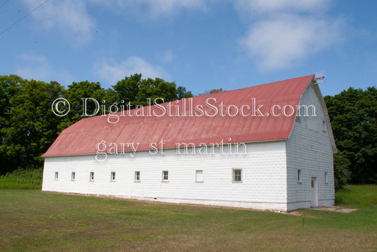 Closeup of a white barn on the Adam's Trail, digital Grand Marais