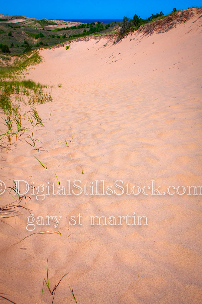 Walking along a sand dune, digital Grand Marais