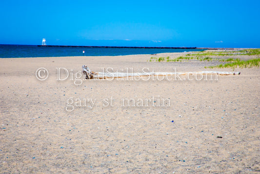 Far away view of the Harbor Light from the Beach, digital Grand Marais