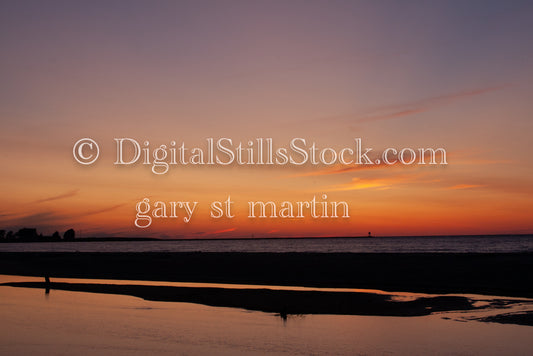 Shoreline glowing from the Sunset, digital Grand MArais