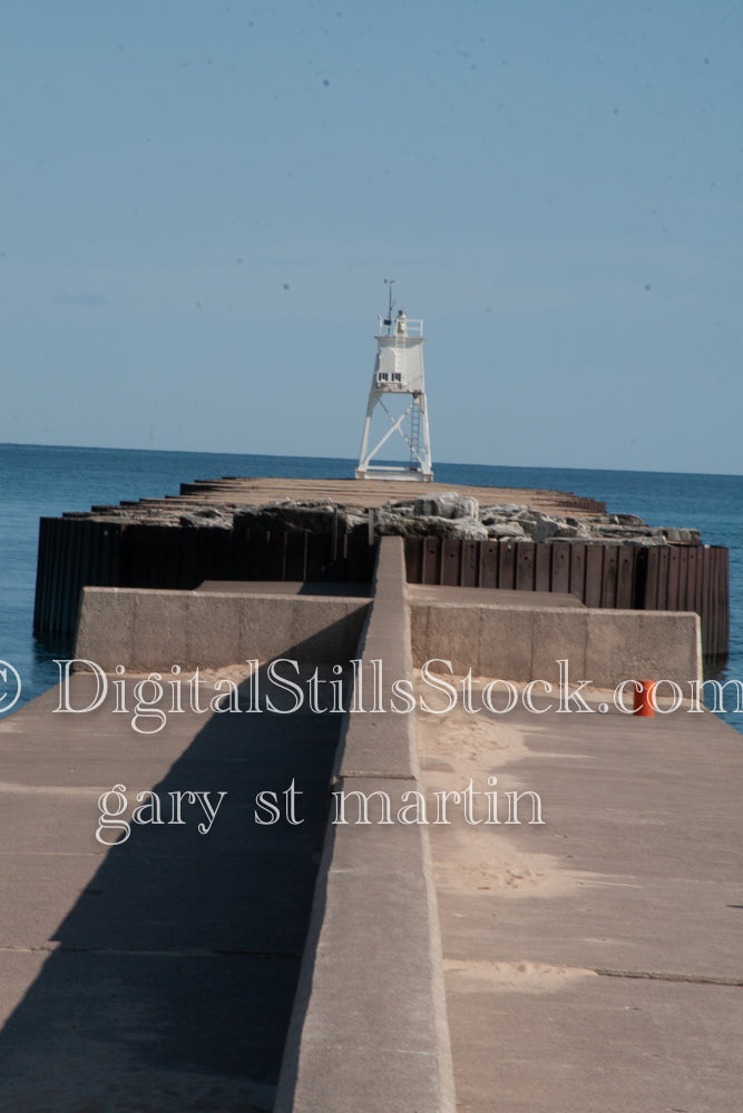 Looking down the dock at the Lighthouse, digital Grand MArais