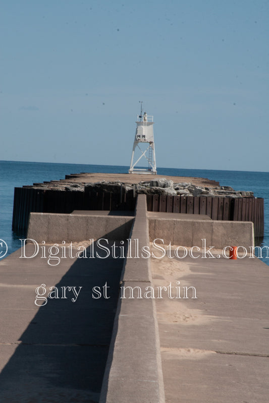 Looking down the dock at the Lighthouse, digital Grand MArais