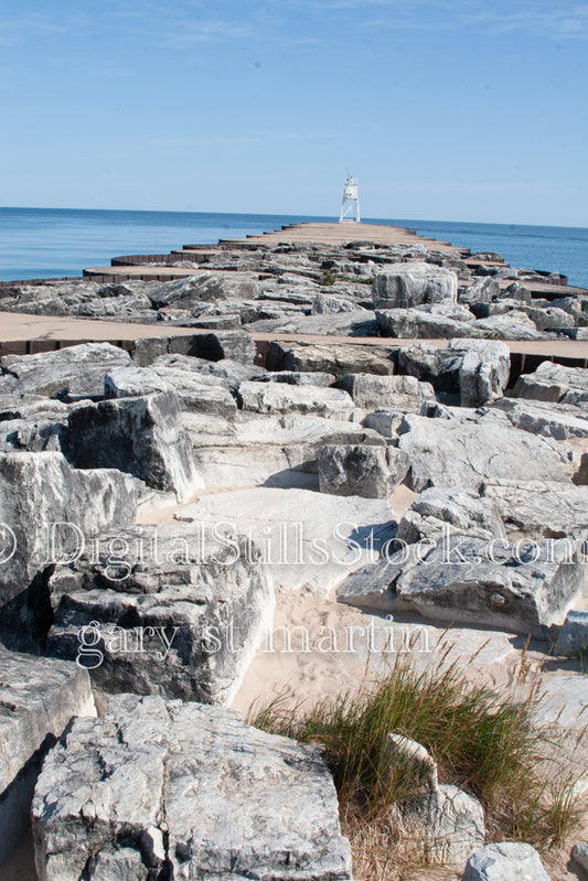 Rocks on the dock to the Lighthouse, digital Grand Marais