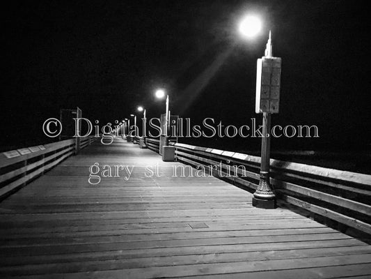 Lights on the Pier Black and White - Sunset, digital