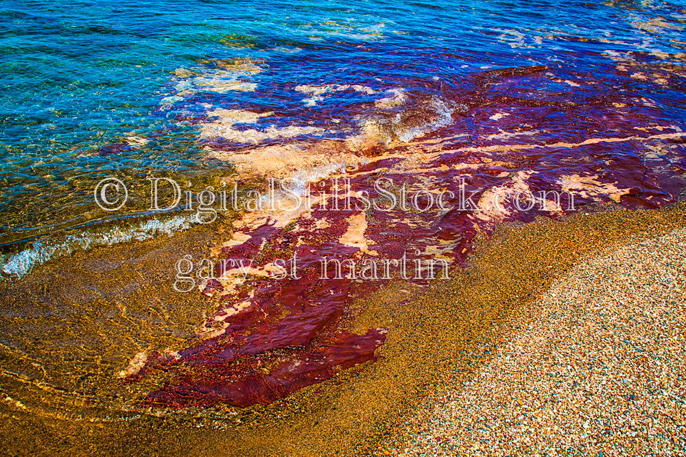 Waves crashing on the sand up close, digital Grand Marais