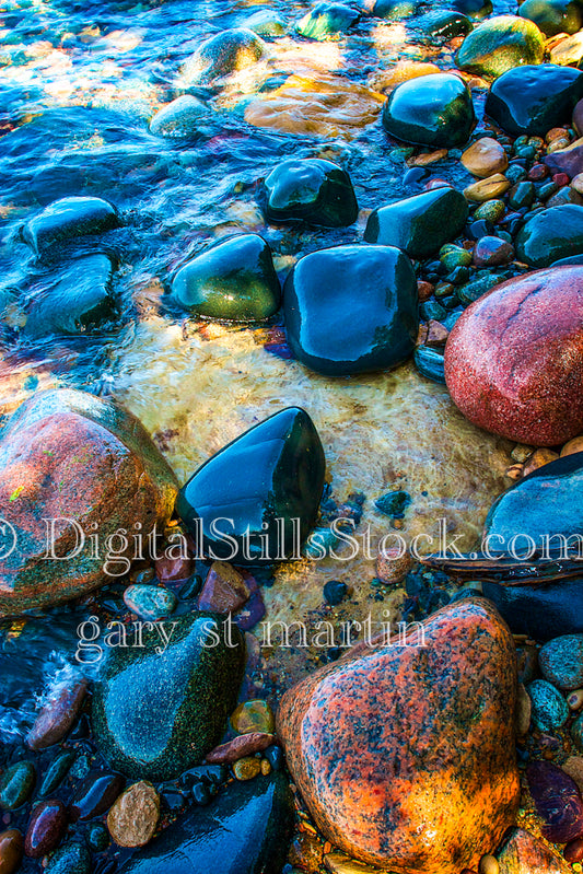 Large rocks shining from the water, digital Grand Marais