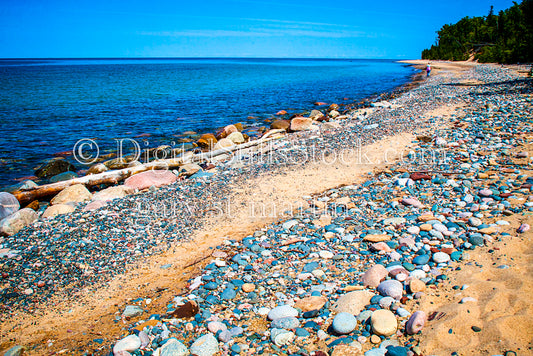 Pathway on the rocky shore, digital Grand Marais