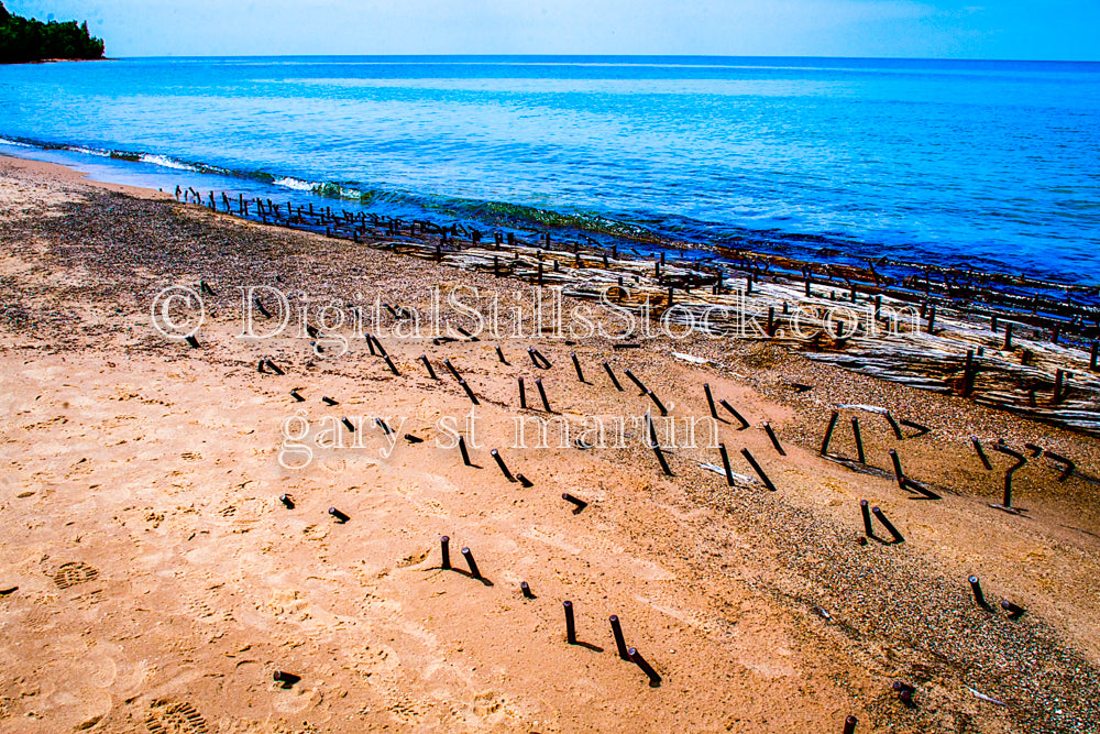 Nails poking out from shipwreck, digital Grand Marais