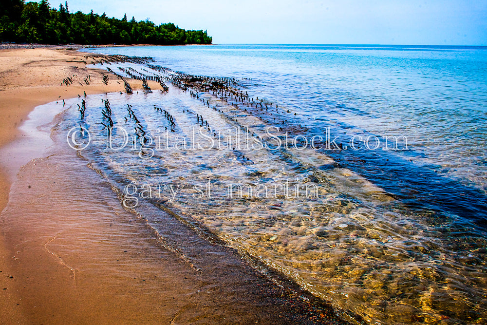 View of shipwreck on the shore, digital Grand MArais