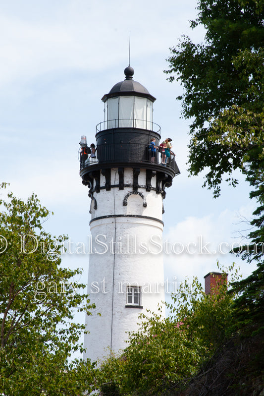 Zoomed in on the top of the Sable Lighthouse, digital Grand Marais