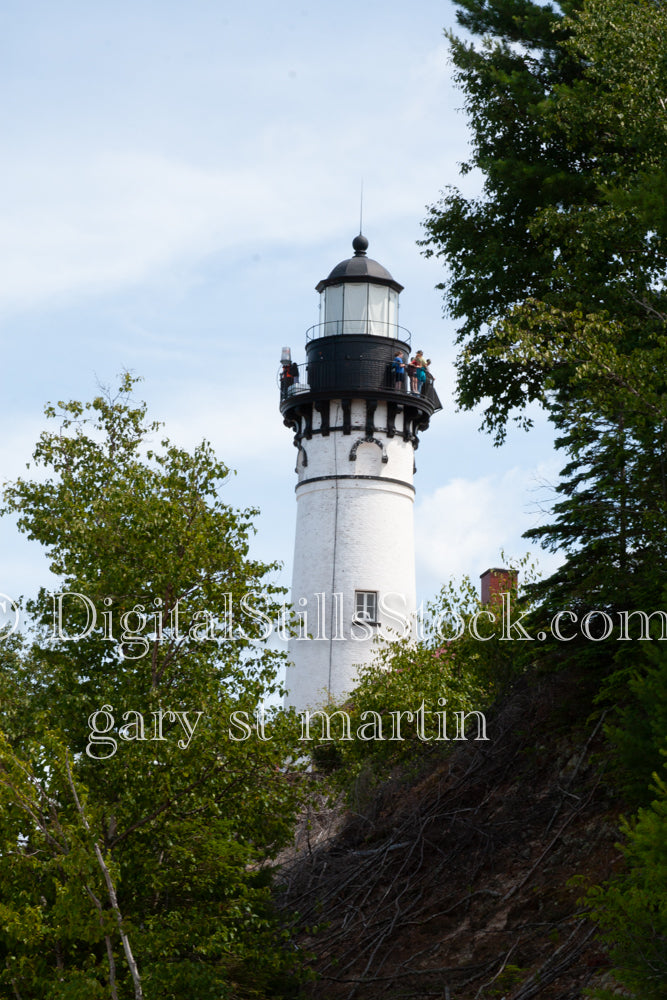 People at the top of the AU Sable Lighthouse, digital Grand Marais