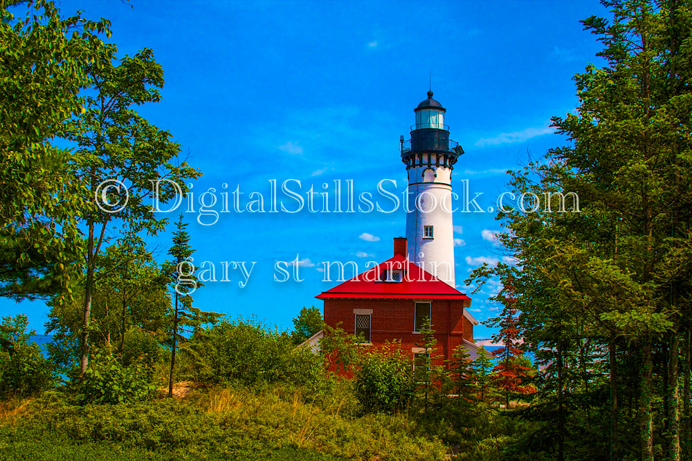 Full View of the Sable Lighthouse, digital Grand Marais
