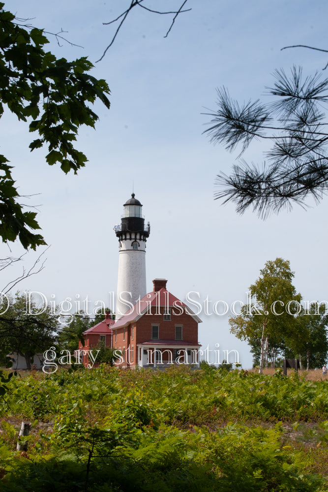 Sable lighthouse Above the Green Bushes, digital Grand Marais