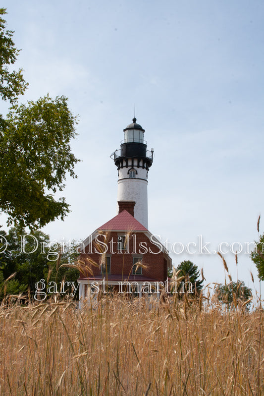 Sable Lighthouse Through the Brown Grass, digital Grand MArais