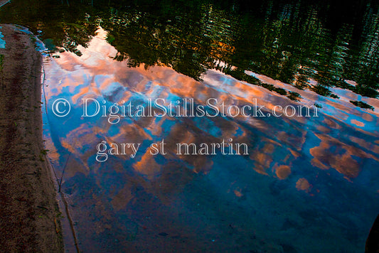 Reflection of the sunset on the lake shore, digital Munising