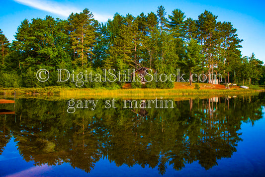 Trees reflecting in the water, digital Munising