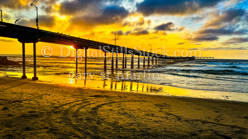 Reflections on the Sand of the Ocean Beach Pier, digital ocean beach pier