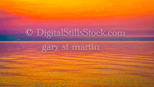 Sun setting the lake on fire, digital Munising