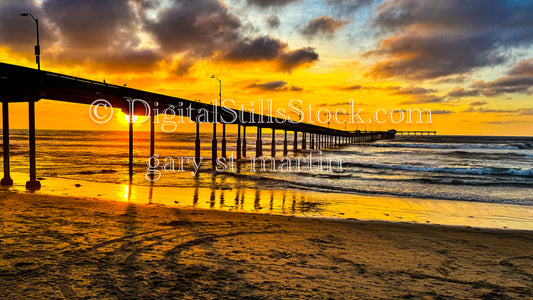 Hues of Orange in the Clouds - Mission Beach Pier, digital mission beach pier