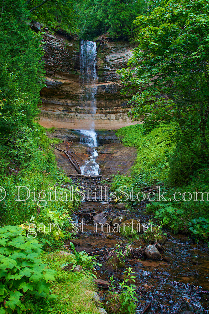 Munising Falls Flowing into the Creek, digital Munising