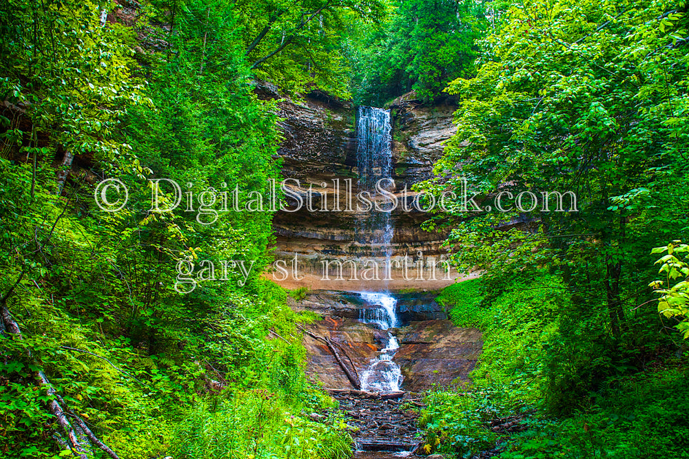 Munising Falls Through the Green Trees, digital Munising