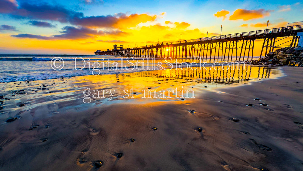 Rocks in the Sand - Oceanside Pier, digital Oceanside Pier