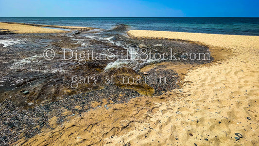 The Hurricane River flowing into the Lake Superior, digital Grand Marais